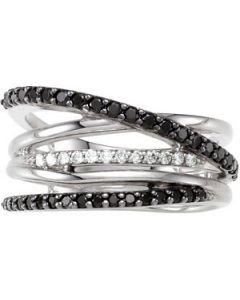 Genuine Black Spinel And Diamond Ring Sterling Silver  1/10 Ct Tw Genuine Black Spinel And Diamond Ring