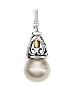 Freshwater Cultured Pearl Pendant Sterling Silver & 14K Yellow Gold 12.00-13.00 Mm Freshwater Cultured Pearl Pendant