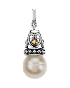 Freshwater Cultured Pearl Pendant Sterling Silver & 14K Yellow Gold 12.00-13.00 Mm Freshwater Cultured Pearl Pendant