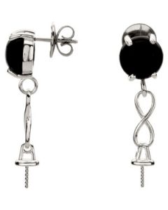 Genuine Onyx Semi Set Earrings Sterling Silver  Pair 10 Mm Semi Set Genuine Onyx  Earrings