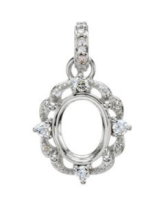 Diamond Semi  Mount Pendant 14K White Gold 1/5 Ct Tw/ 10.00X08.00 Mm Diamond Semi Mount Pendant