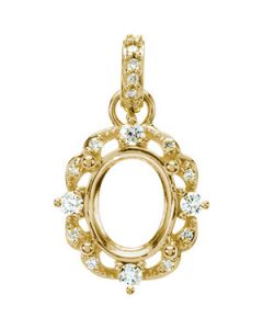 Diamond Semi Mount Pendant 14K Yellow Gold 1/5 Ct Tw/10.00X08.00 Mm Diamond Semi Mount Pendant