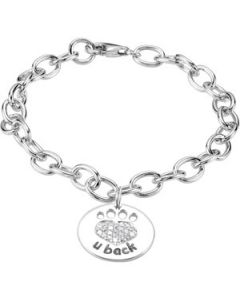 Heart U Back Cz Pawtag Chain Bracelet Sterling Silver  19.49X18.89 Mm Heart U Back Cz Pawtag Chain Bracelet