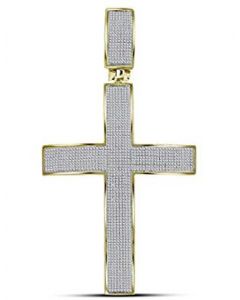 10kt Yellow Gold Mens Pave-set Diamond Roman Cross Charm Pendant 1-7/8 Cttw 