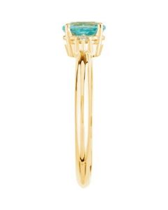 Genuine Blue Zircon & Diamond Ring 14K Yellow Gold .04 Ct Tw Genuine Blue Zircon & Diamond Ring