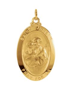 14kt Yellow 25x18mm St. Joseph Oval Medal