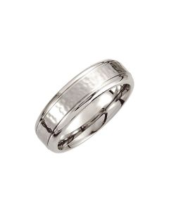 Cobalt 7mm Grooved Edge & Hammered Band Size 10