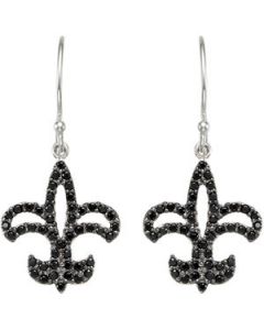 Genuine Black Spinel Earrings Sterling Silver  