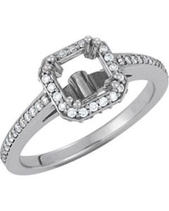 Princess Semi Mount Engagement Ring N\A  05.50 Mm Eng/ 3/8 Ct Tw Princess Bridal Engagement Ring