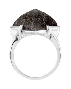 Genuine Tourmalinated Quartz Ring Sterling Silver  Ster 14.00X14.00 Mm Genuine Tourmalinated Quartz Ring