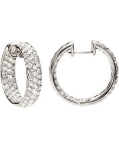 Diamond Inside-Outside Hoop Earrings 18K White Gold Pair 4 Ct Tw Diamond Inside-Outside Hoop Earring