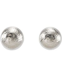Diamond Cut Faceted Ball Earring With Backs 14K White Gold 05.00 Mm Pair Diamond Faceted Ball Earring With Backs