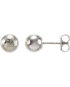 Diamond Cut Faceted Ball Earring With Backs 14K White Gold 07.00 Mm Pair Diamond Cut Faceted Ball Earring With Backs