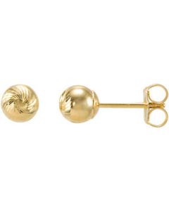 Diamond Cut Faceted Ball Earring With Backs 14K Yellow Gold 05.00 Mm Pair Diamond Cut Faceted Ball Earring With Backs