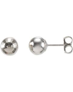 Mirror Diamond Cut Ball Earrings With Backs 14K White Gold 07.00 Mm Pair Mirror Mirror Diamond Cut Ball Earrings With Backs