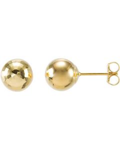 Mirror Diamond Cut Ball Earrings With Backs 14K Yellow Gold 08.00 Mm Pair Mirror Dimaond Cut Ball Earrings With Backs