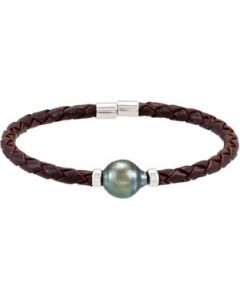 Tahitian Cultured Pearl Bracelet Sterling Silver  10.00 Mm/ 7.5 Inches Tahitian Cultured Pearl Bracelet