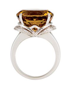 Genuine Honey Quartz Ring Sterling Silver  16.00X16.00 Mm Genuine Honey Quartz Ring