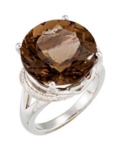 Genune Smoky Quartz Ring Sterling Silver  16.00X16.00 Mm Genuine Smoky Quartz Ring