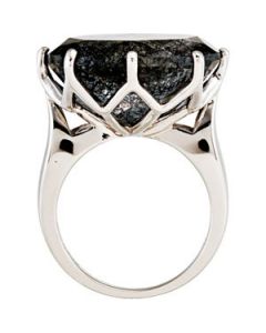 Genuine Tourmalinated Quartz Ring Sterling Silver  20.00X15.00 Mm Genuine Tourmalinated Quartz Ring