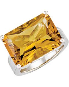 Genuine Honey Quartz Ring Sterling Silver  18.00X13.00 Mm Genuine Honey Quartz Ring
