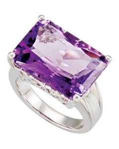 Genuine Amethyst Ring Sterling Silver  18.00X13.00 Mm Genuine Amethyst Ring