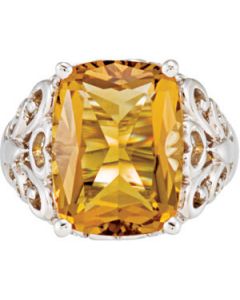Genuine Honey Quartz Ring Sterling Silver  16.00X12.00 Mm Genuine Honey Quartz Ring