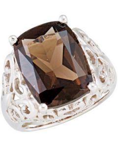 Genuine Smoky Quartz Ring Sterling Silver  16.00X12.00 Mm Genuine Smoky Quartz Ring