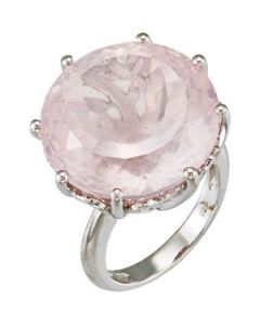Genuine Rose Quartz Ring Sterling Silver  20.00X20.00 Mm Genuine Rose Quartz Ring