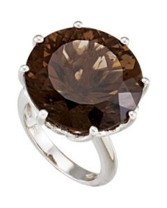 Genuine Smoky Quartz Ring Sterling Silver  20.00X20.00 Mm Genuine Smoky Quartz Ring