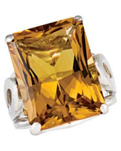 Genuine Honey Quartz Ring Sterling Silver  20.00X15.00 Mm Genuine Honey Quartz Ring