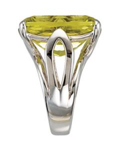 Genuine Green Gold Quartz Ring Sterling Silver  20.00X15.00 Mm Genuine Green Gold Quartz Ring