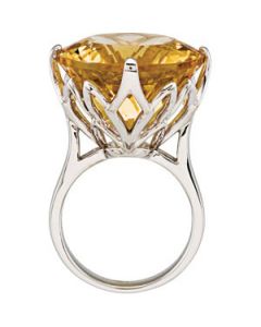 Genuine Yellow Quartz Ring Sterling Silver  20.00X20.00 Mm Genuine Yellow Quartz Ring