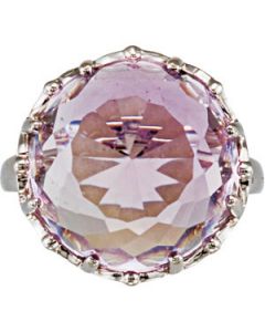 Genuine Rose De France Quartz Ring Sterling Silver  16.00X16.00 Mm Genuine Rose De France Amethyst Ring
