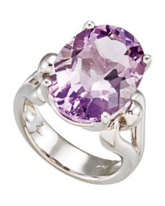 Genuine Rose De France Quartz Ring Sterling Silver  18.00X13.00 Mm Genuine Rose De France Amethyst Ring