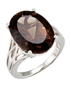 Genuine Smoky Quartz Ring Sterling Silver  18.00X13.00 Mm Genuine Smoky Quartz Ring
