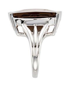 Genuine Smoky Quartz Ring Sterling Silver  20.00X15.00 Mm Genuine Smoky Quartz Ring