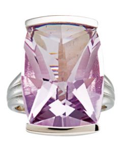 Genuine Rose De France Quartz Ring Sterling Silver  20.00X15.00 Mm Genuine Rose De France Amethyst Ring