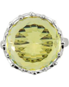 Genuine Green Gold Quartz Ring Sterling Silver  16.00X16.00 Mm Genuine Green Gold Quartz Ring