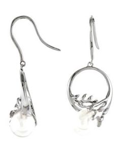 Freshwater Cutlured Pearl Earrings Sterling Silver  Size 07.50-8.00 Mm Freshwater Cultured Pearl Earrings