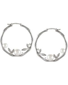 Freshwater Cultured Pearl & Diamond Earrings Sterling Silver  4.5-5Mm/6-6.5Mm/1/8 Ct Tw Freshwater Cultured Pearl & Diamond Earrings