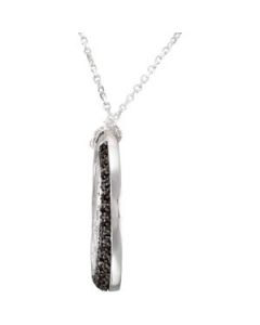 Genuine Black Spinel & Diamond Pendant Sterling Silver  .06 Ct Tw Genuine Black Spinel & Diamond Pendant