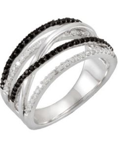Genuine Black Spinel & Diamond Ring Sterling Silver  1/4 Ct Tw Genuine Black Spinel & Diamond Ring