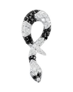 Genuine Black Spinel & Diamond Pendant Sterling Silver  1/10 Ct Tw Genuine Black Spinel & Diamond Pendant