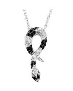 Genuine Black Spinel & Diamond Necklace Sterling Silver  1/10 Ct Tw/Necklace Genuine Black Spinel & Diamond Necklace