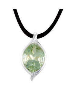 Genuine Green Quartz & White Topaz Pendant Sterling Silver  20.00X15.00 Mm Genuine Green Quartz & White Topaz Pendant