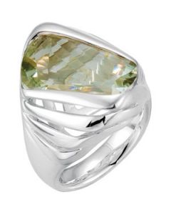 Genuine Green Quartz Ring Sterling Silver  Size 10.00/18.00X10.00 Mm Genuine Green Quartz Ring