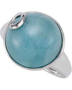 Geunuine Larimar Ring Sterling Silver  Size 10.00/14.00X14.00 Mm Genuine Larimar Ring