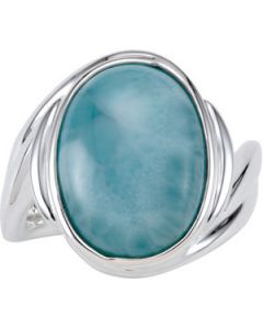 Genuine Larimar Ring Sterling Silver  Size 10/16.00X12.00 Mm Genuine Larimar Ring