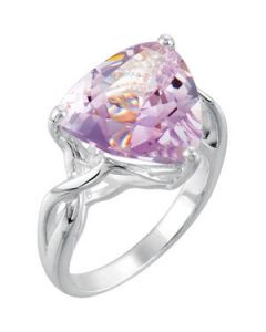 Genuine Rose De France Quartz Ring Sterling Silver  Size 10.00/14.00X14.00 Mm Genuine Rose De France Amethyst Ring